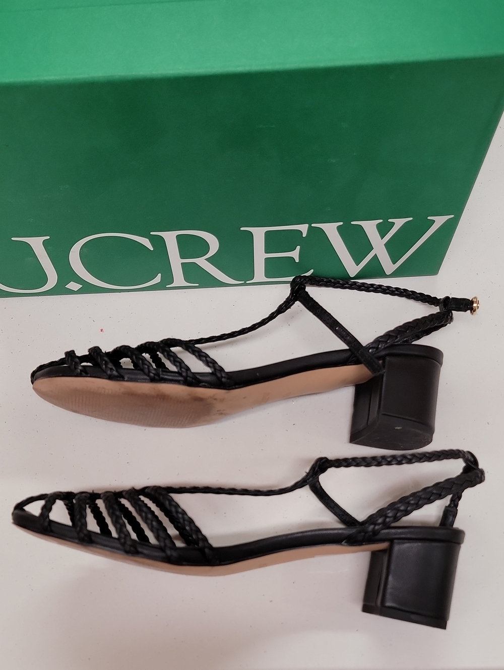 J.Crew Braided Leather T‑Strap Mid Heels - Picture 6 of 8